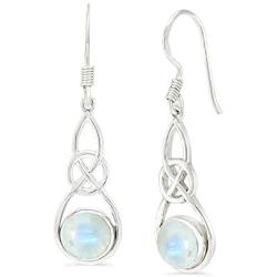 Natural Lapis, Turquoise, Labradorite, Moonstone Dangle Earrings Celtic Knot Design in 925 Sterling Silver