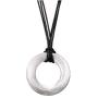 JOYID Brushed Circle Pendant Necklace Long Leather Rope Chain Simple Sweater Necklace for Women
