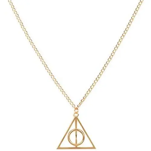 HYCY BJD Harry Potter Deathly Hallows Pendant Necklace Set Golden Snitch Necklaces for Harry Potter Fans Gifts Collection Jewelry Merchandise,18'' Chain (Golden)