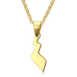 VNOX Stainless Steel Pokemon Pikachus Tail Pendant Necklace,Gold Plated,Free Chain 20''