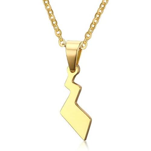 VNOX Stainless Steel Pokemon Pikachus Tail Pendant Necklace,Gold Plated,Free Chain 20''