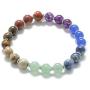 YoTreasure Chakra Healing Gemstone Solid 925 Sterling Silver Stretch Bracelet 8''