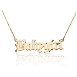 Tiande Babygirl Angel Old English Necklace 18K Gold Dipped Handmade Necklace Gift for Girls Women