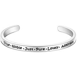 ENSIANTH Philippians 4:8 True Noble Just Pure Lovely Admirable Bible Verse Bracelet Christian Gift for Her