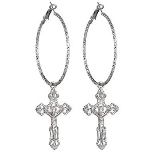 AILUOR Vintage Gothic Cross Dangle Hoop Earrings - Cross with Hoop Charm Tassel Dangle Drop Earrings Christian Jewelry for Women AILUOR Vintage Gothic Cross Dangle Hoop Earrings - Cross with Hoop Charm Tassel Dangle Drop Earrings Christian Jewelry for Women