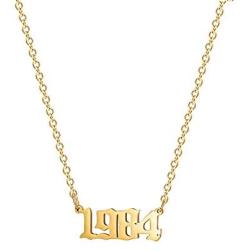 Amvie Birth Year Necklace 18K Gold Plated Stainless Steel Birthday Year Number Pendant Necklace Memorable Anniversary Jewelry for Women Girls