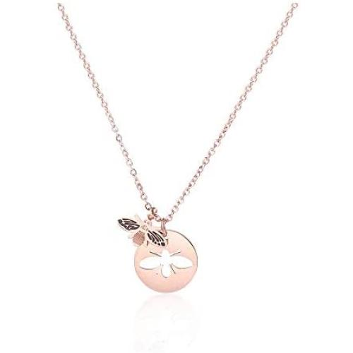 18k gold Stainless Steel Little Bee Pendant Necklace Rose Gold High-crafts Fashion Jewelry for Women Girls Gifts