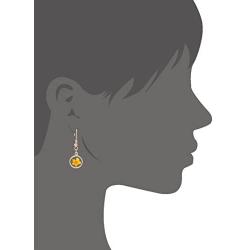 BONALUNA Pressed Flower Yellow Gold Plated Circle Dangle Drop Earrings