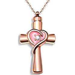 Jude Jewelers Stainless Steel Christian Cross Memorial Cremation Ash Urn Pendant Necklace