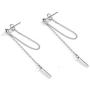 Bar Dangle Earrings With Chain for Women Minimalist 925 Sterling Silver Stud Earrings