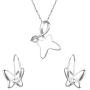 EleQueen 925 Sterling Silver Butterfly Bridal Necklace Leverback Earrings Set Denim Blue Made with Crystals