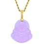Laughing Buddha Purple Jade Pendant Necklace Rope Chain Genuine Certified Grade A Jadeite Jade Hand Crafted, Religious Green Jade Necklace, 14k Gold Finish Laughing Jade Buddha Necklace, Purple Jade Medallion, Mens Jewelry