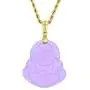 Laughing Buddha Purple Jade Pendant Necklace Rope Chain Genuine Certified Grade A Jadeite Jade Hand Crafted, Religious Green Jade Necklace, 14k Gold Finish Laughing Jade Buddha Necklace, Purple Jade Medallion, Mens Jewelry