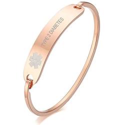 Free Custom Engraving Stainless Steel Catch Hook Oval Fit Medical Alert ID Bangle Bracelet