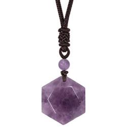 OCARLY Black Obsidian/Blue Sandstone Star of David Necklace Hexagram Amulet Gemstone Pendant Jewish Religious Jewelry for Men Women