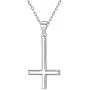 Nofade Silver Inverted Cross Necklace for Women Men, S925 Sterling Silver Upside Down Cross Pendant with Chain 18 Religious Jewelry