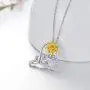 925 Sterling Silver Heart Shape Flower Necklace Collections Sunflower Sunshine Necklace Rose Pendant Necklace Jewelry For Women Girls for Her Birthday Christmas Gifts