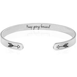 jolliz Motivational Bracelets for Women, Inspirational Gift for Mom, Friend, Sister, Friendship Personalized Silver Bracelets for Her, Stainless Steel Bangle Manta Band