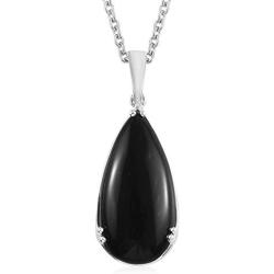 Shop LC Delivering Joy Black Onyx Pendant Necklace 20'' 925 Sterling Silver Stainless Steel Fashion Jewelry for Women