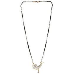 Efulgenz Indian Bollywood Traditional Gold Plated American Diamond CZ Mangalsutra Pendant Necklace Jewelry for Women