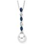KATARINA Diamond Jewelry Set with Fresh Water Pearl and Sapphire in 14K White Gold (0.08 cttw)