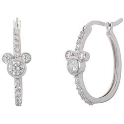 Disney Jewelry for Women Mickey or Minnie Mouse Sterling Silver Cubic Zirconia Hoop Earrings