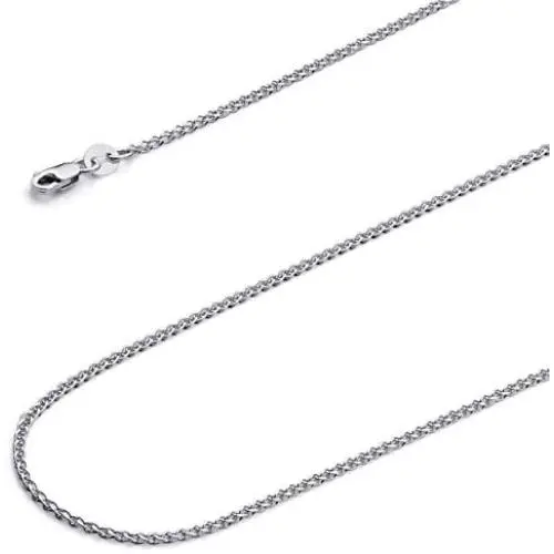 Wellingsale 14k Yellow OR White Gold Solid 1.5mm Flat Open wheat Chain Necklace with Lobster Claw Clasp Wellingsale 14k Yellow OR White Gold Solid 1.5mm Flat Open wheat Chain Necklace with Lobster Claw Clasp