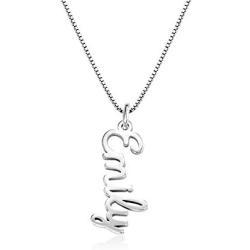 MyNameNecklace Personalized Vertical Name Necklace in Cursive in Sterling Silver 925 / Gold Plating - Classic Delicate Jewelry Gift for Her