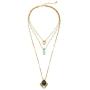 Peony.T Layered Necklace Boho Jewelry Set Turquoise Black Gem Pendant Long Chain Neckalce Gold Tone