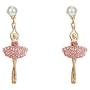 Sweet Dancing Girl Long Stud Earrings for Teen Girl Temperament Inlay Rhinestone Ballerina Drop Dangle Earrings for Women Jewelry