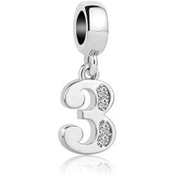 QueenCharms Clear Crystal 0-9 Number Charms Beads Bracelets & Necklaces (3)