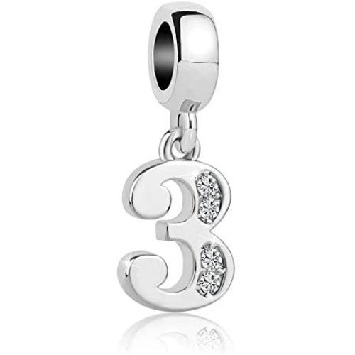 QueenCharms Clear Crystal 0-9 Number Charms Beads Bracelets & Necklaces (3)