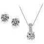 UDORA Cubic Zirconia Necklace Earrings Jewelry Set for Bridal Bridesmaid Wedding Party Prom