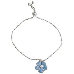 SENFAI Blue Myosotis Forget Me Not Flower Charm Wedding Gift Expandable 1 for All Wrist 3 Tone 9'' (Rose Gold)