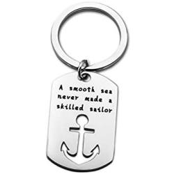 ENSIANTH Sailors Gift A Smooth Sea Never Made A Skilled Sailor Keychain Anchor Jewelry for Sailing Enthusiast