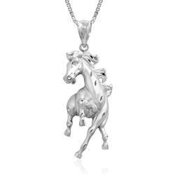 Honolulu Jewelry Company Sterling Silver Prancing Horse Necklace Pendant with 18'' Box Chain