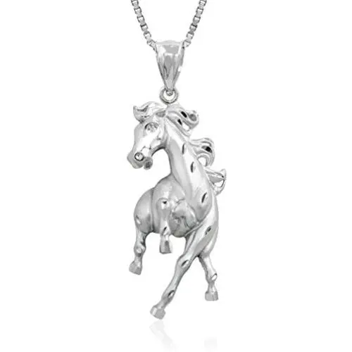 Honolulu Jewelry Company Sterling Silver Prancing Horse Necklace Pendant with 18'' Box Chain Honolulu Jewelry Company Sterling Silver Prancing Horse Necklace Pendant with 18'' Box Chain