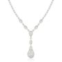 JanKuo Jewelry Rhodium Plated Bridal Long Dangle Teardrop CZ Necklace Earrings Jewelry Set, 17''
