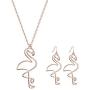Highven Tassel Flamingo Dangle Earring Pendant Necklace Set Romantic Flamingo Accessories Bird Jewelry for Women