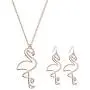 Highven Tassel Flamingo Dangle Earring Pendant Necklace Set Romantic Flamingo Accessories Bird Jewelry for Women