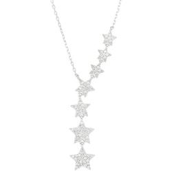 Tstars Star Necklace Jewelry for Women Sterling Silver Chain Pendant Valentines Necklace for Women Seven Stars Rhodium Plated