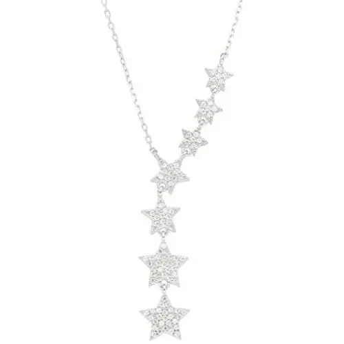Tstars Star Necklace Jewelry for Women Sterling Silver Chain Pendant Valentines Necklace for Women Seven Stars Rhodium Plated