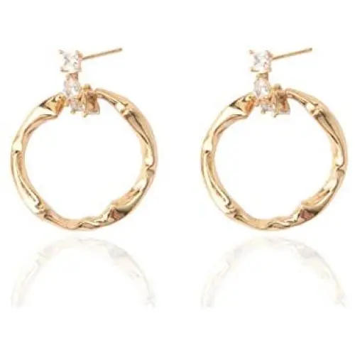 ORDOR 14K gold-plated-brass Circle Drop Earrings For Women 1.02'' x :1.26'' /Silver post/Nickel free/brass, Cubic Zirconia(white color) ORDOR 14K gold-plated-brass Circle Drop Earrings For Women 1.02'' x :1.26'' /Silver post/Nickel free/brass, Cubic Zirconia(white color)