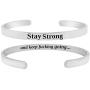 Just Breathe and Keep F-ing Going Mantra Sayings Quotes Cuff Bracelet for Women & Teens, Stay Strong, Strength Encouragement Jewelry Gifts for Her
