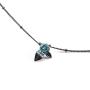 Thaya 925 Sterling Silver Blue Rose Flower Pendant Necklace Blue Crystal Choker Necklace Black Handmade Dainty Pendant Charm Necklace for Girl Jewelry for Summer 