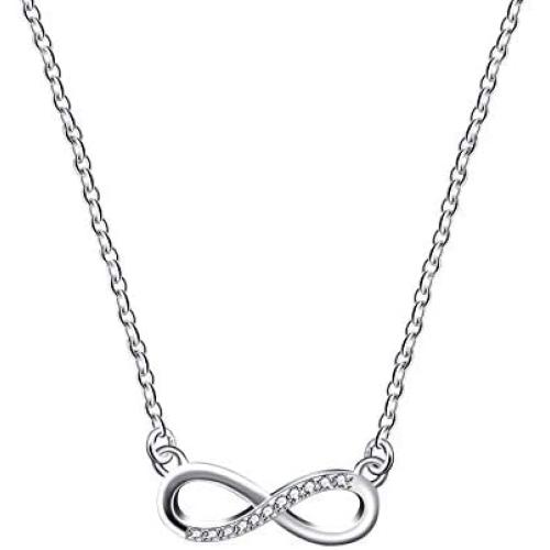 Brands Rose Gold & Platinum Plated Infinity Necklace Cubic Zirconia Pave 8 Shaped Pendant Jewelry Gifts for Women Girlfriend ZY056