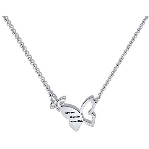 Now She Flies with Butterflies Necklace Rememberance Necklace