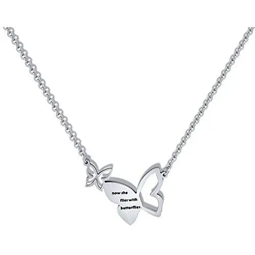 Now She Flies with Butterflies Necklace Rememberance Necklace