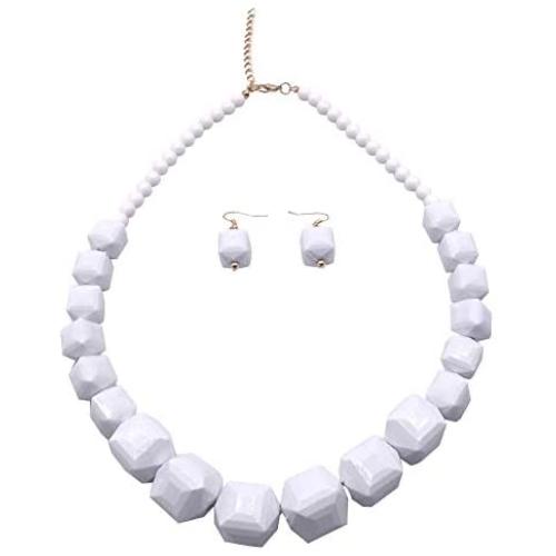 JHWZAIY 5 Colors 1 Layer Acrylic Beads Necklace Bib Chunky Fashion Jewelry