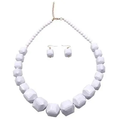 JHWZAIY 5 Colors 1 Layer Acrylic Beads Necklace Bib Chunky Fashion Jewelry